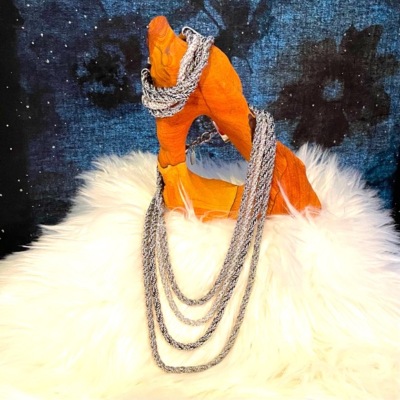 Chico's Jewelry Chicos Silver Twisted Rope Necklace Bracelet Set